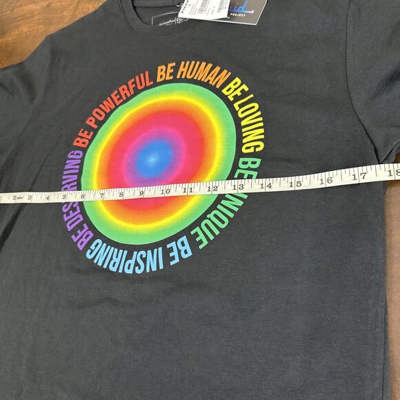 NWT Unisex Pride Tee Be Human Black Rainbow multicolor streetwear Size Small - Picture 3 of 8